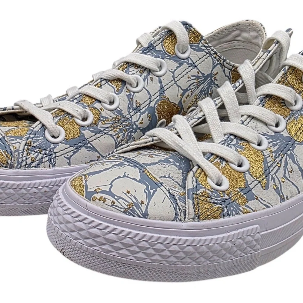 CONVERSE x Patbo leather floral metallic gold Chuck Taylors SIZE 8 womens - Picture 2 of 5